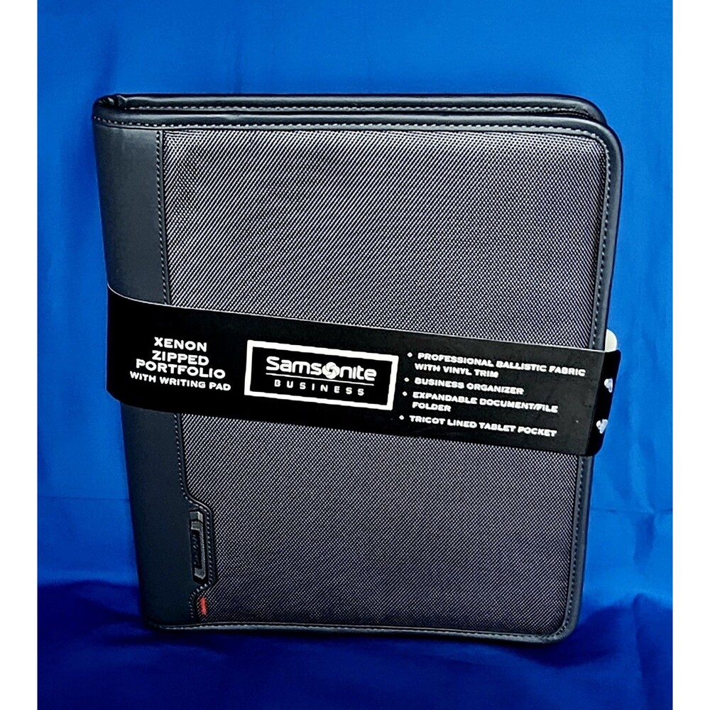 NEW Samsonite Xenon Business Zipped Portfolio Steel Grey w/ Writing Pad One Size